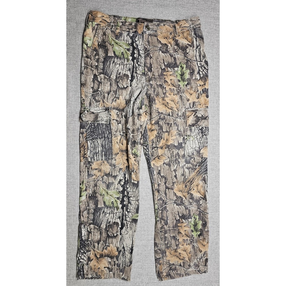 VINTAGE Trebark Pants Mens 36x30 Brown Camo Cargo Adjustable Waist Hunting